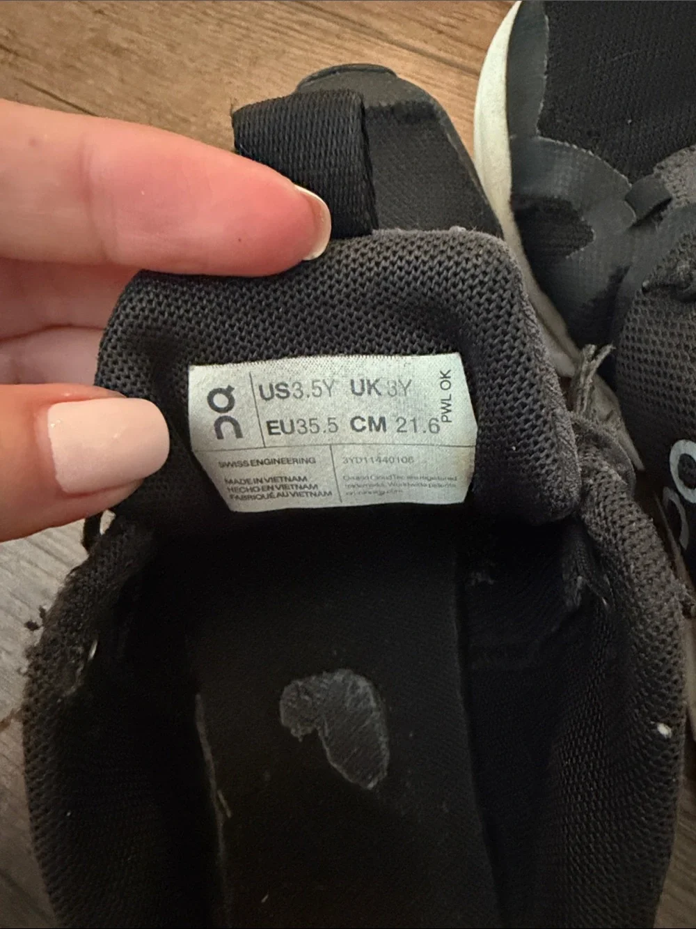 On Running Youth Cloud Sky Black and White Athletic Shoes